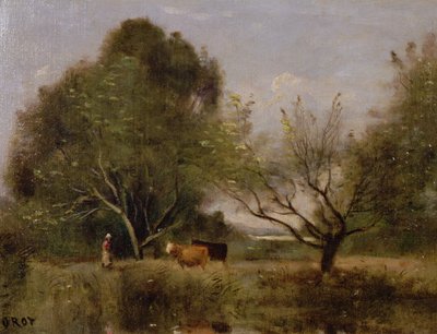 Landschaft mit Vieh von Jean Baptiste Camille Corot